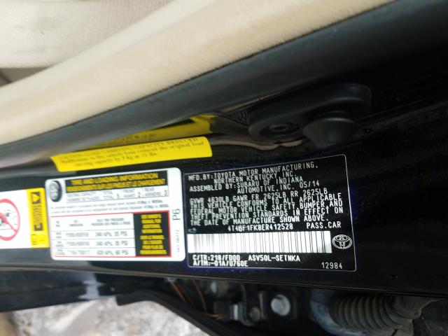 Photo 9 VIN: 4T4BF1FK8ER412528 - TOYOTA CAMRY L 