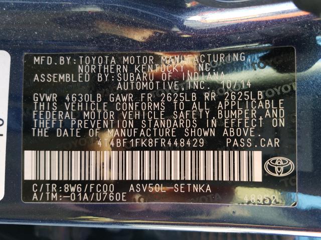 Photo 9 VIN: 4T4BF1FK8FR448429 - TOYOTA CAMRY LE 