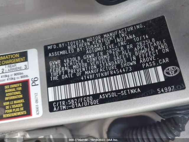 Photo 8 VIN: 4T4BF1FK8FR454473 - TOYOTA CAMRY 