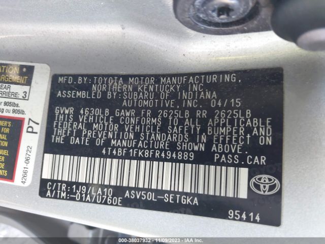 Photo 8 VIN: 4T4BF1FK8FR494889 - TOYOTA CAMRY 