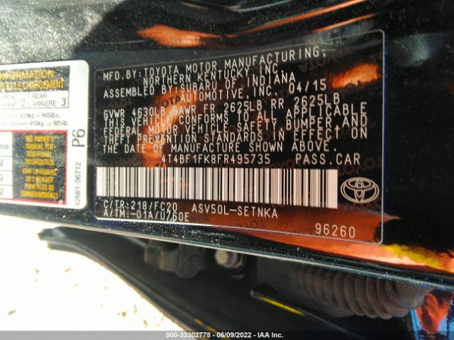 Photo 8 VIN: 4T4BF1FK8FR495735 - TOYOTA CAMRY 