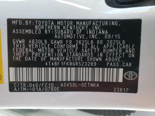 Photo 9 VIN: 4T4BF1FK8GR523289 - TOYOTA CAMRY LE 