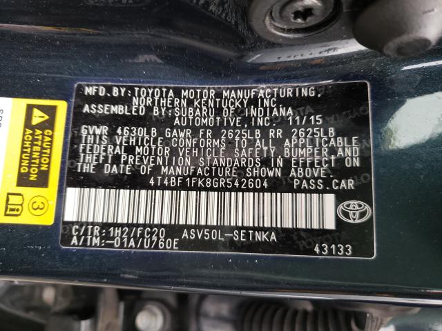 Photo 9 VIN: 4T4BF1FK8GR542604 - TOYOTA CAMRY LE 