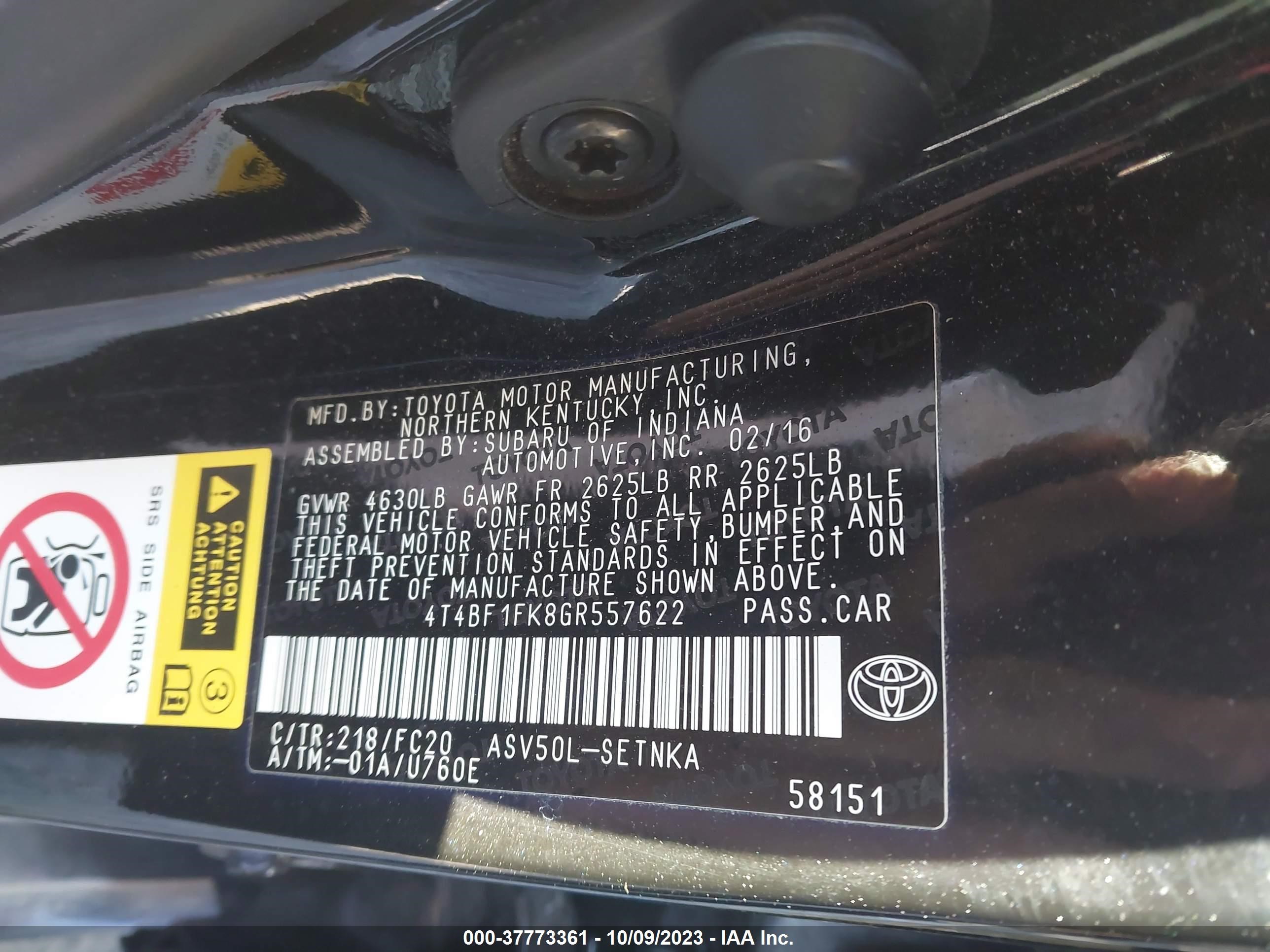 Photo 6 VIN: 4T4BF1FK8GR557622 - TOYOTA CAMRY 