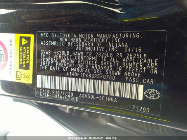 Photo 8 VIN: 4T4BF1FK8GR570760 - TOYOTA CAMRY 