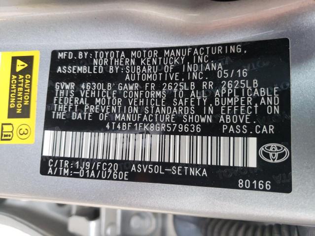 Photo 9 VIN: 4T4BF1FK8GR579636 - TOYOTA CAMRY LE 