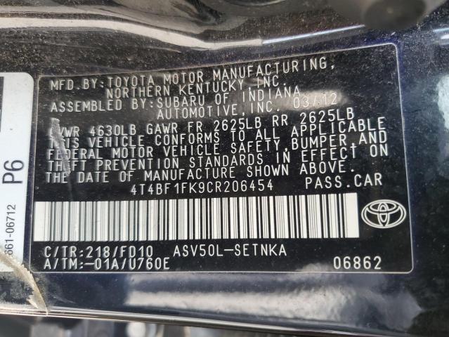 Photo 11 VIN: 4T4BF1FK9CR206454 - TOYOTA CAMRY 