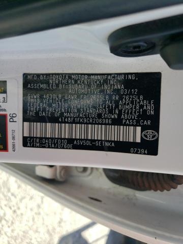 Photo 11 VIN: 4T4BF1FK9CR206986 - TOYOTA CAMRY 