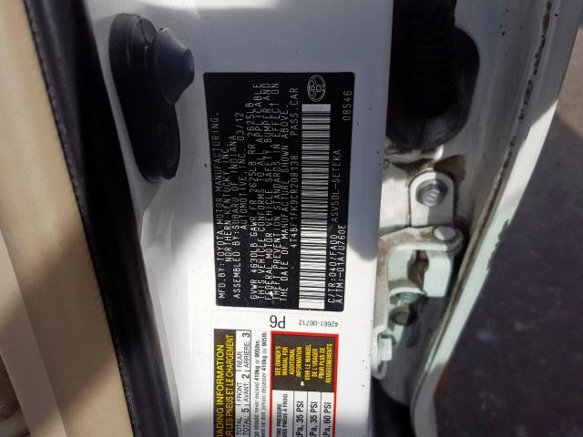 Photo 9 VIN: 4T4BF1FK9CR208138 - TOYOTA CAMRY BASE 