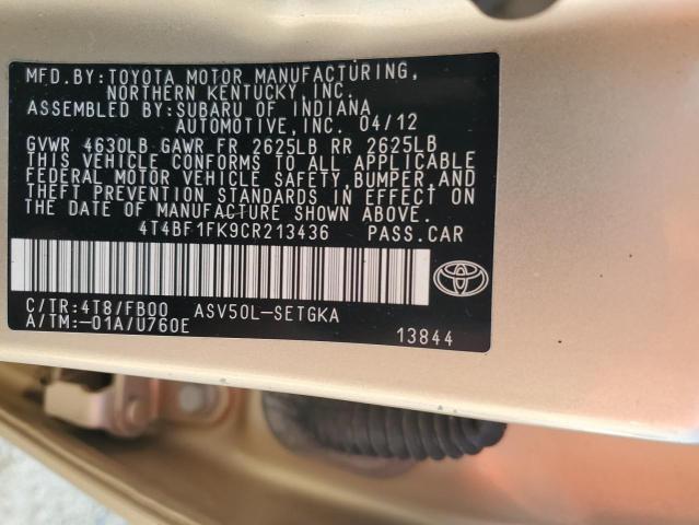 Photo 12 VIN: 4T4BF1FK9CR213436 - TOYOTA CAMRY BASE 