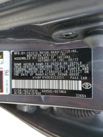 Photo 11 VIN: 4T4BF1FK9CR233251 - TOYOTA CAMRY BASE 