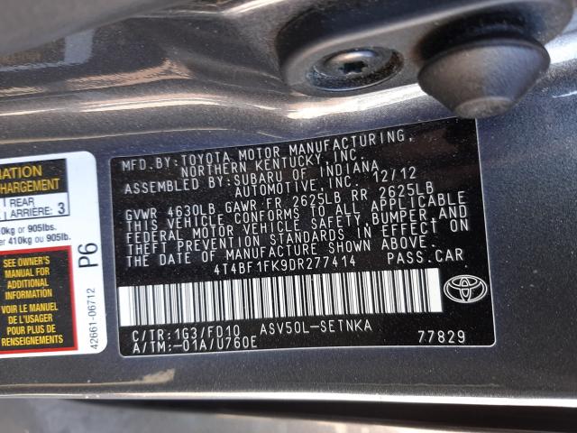 Photo 9 VIN: 4T4BF1FK9DR277414 - TOYOTA CAMRY L 