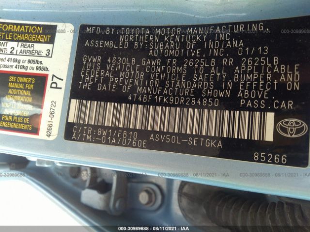 Photo 8 VIN: 4T4BF1FK9DR284850 - TOYOTA CAMRY 