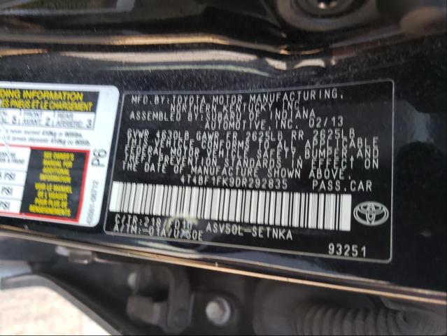 Photo 9 VIN: 4T4BF1FK9DR292835 - TOYOTA CAMRY L 