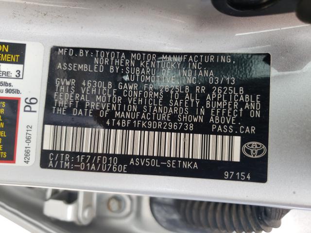 Photo 9 VIN: 4T4BF1FK9DR296738 - TOYOTA CAMRY L 