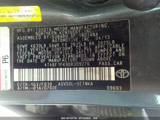 Photo 8 VIN: 4T4BF1FK9DR309276 - TOYOTA CAMRY 