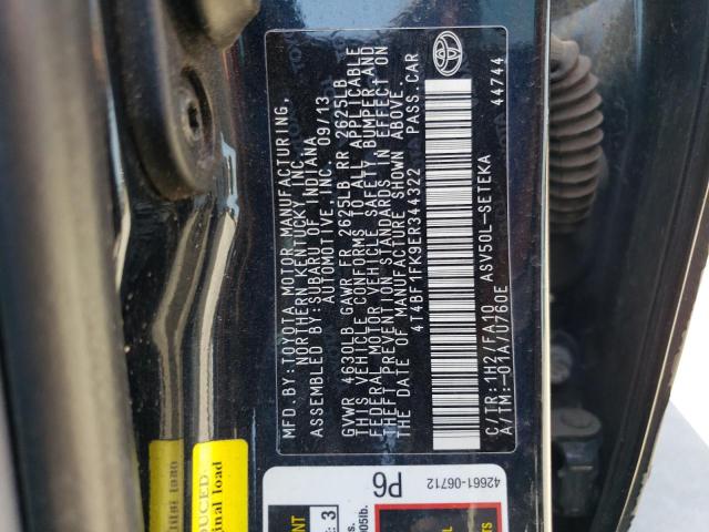 Photo 12 VIN: 4T4BF1FK9ER344322 - TOYOTA CAMRY L 