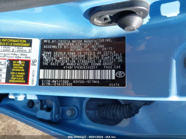 Photo 8 VIN: 4T4BF1FK9ER345051 - TOYOTA CAMRY 