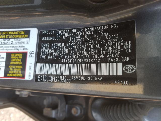 Photo 9 VIN: 4T4BF1FK9ER348712 - TOYOTA CAMRY L 