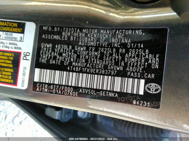 Photo 8 VIN: 4T4BF1FK9ER383797 - TOYOTA CAMRY 