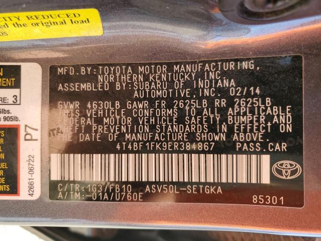 Photo 11 VIN: 4T4BF1FK9ER384867 - TOYOTA CAMRY L 