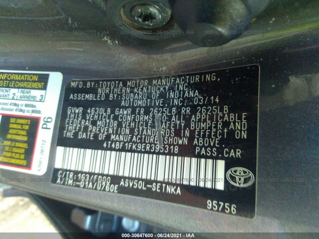 Photo 8 VIN: 4T4BF1FK9ER395318 - TOYOTA CAMRY 