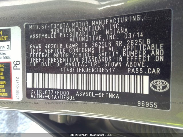 Photo 8 VIN: 4T4BF1FK9ER396517 - TOYOTA CAMRY 