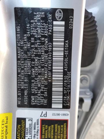 Photo 11 VIN: 4T4BF1FK9ER401893 - TOYOTA CAMRY L 