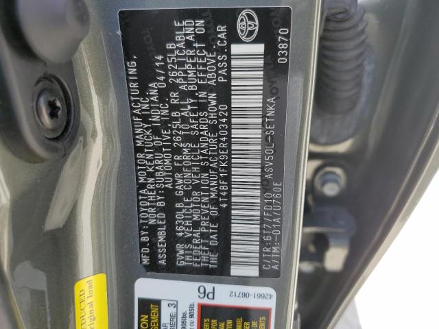 Photo 11 VIN: 4T4BF1FK9ER403420 - TOYOTA CAMRY L 