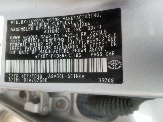 Photo 9 VIN: 4T4BF1FK9ER435185 - TOYOTA CAMRY L 