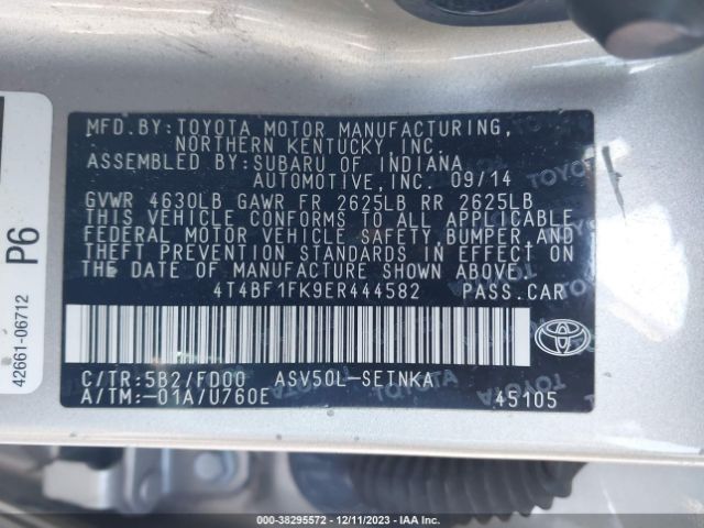 Photo 8 VIN: 4T4BF1FK9ER444582 - TOYOTA CAMRY 