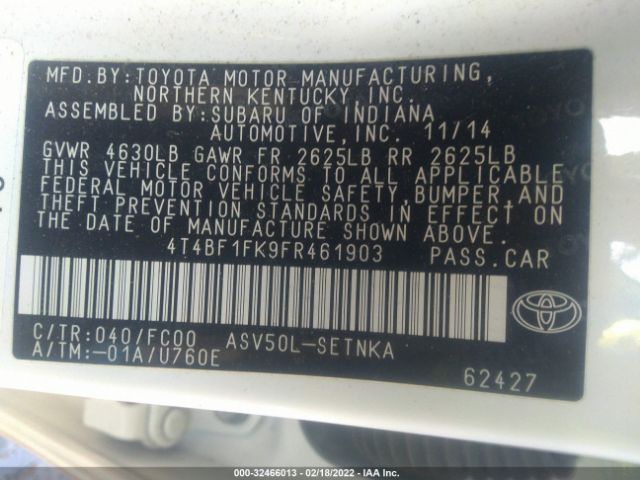 Photo 8 VIN: 4T4BF1FK9FR461903 - TOYOTA CAMRY 