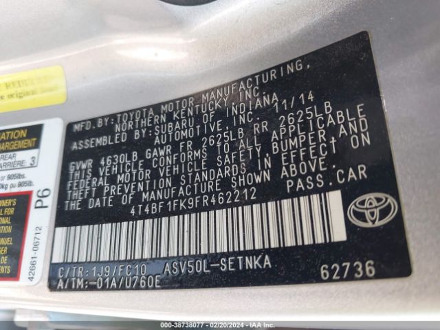 Photo 8 VIN: 4T4BF1FK9FR462212 - TOYOTA CAMRY 