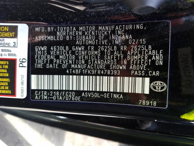 Photo 9 VIN: 4T4BF1FK9FR478393 - TOYOTA CAMRY LE 