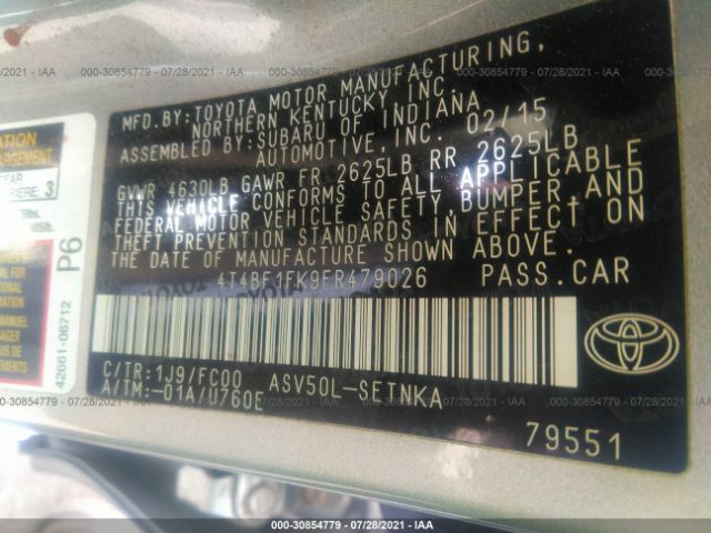 Photo 8 VIN: 4T4BF1FK9FR479026 - TOYOTA CAMRY 