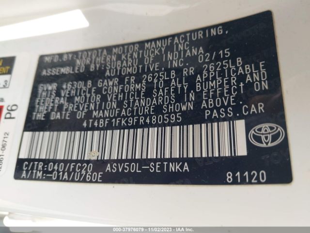 Photo 8 VIN: 4T4BF1FK9FR480595 - TOYOTA CAMRY 