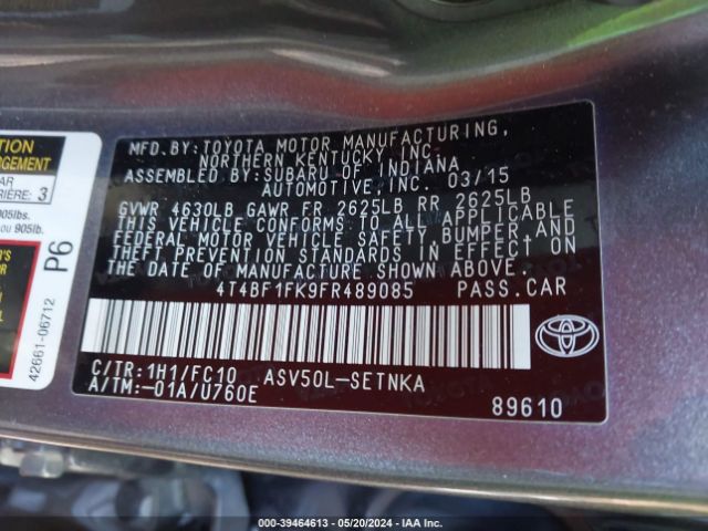 Photo 8 VIN: 4T4BF1FK9FR489085 - TOYOTA CAMRY 