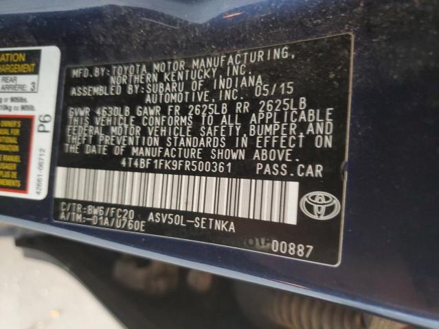 Photo 11 VIN: 4T4BF1FK9FR500361 - TOYOTA CAMRY LE 