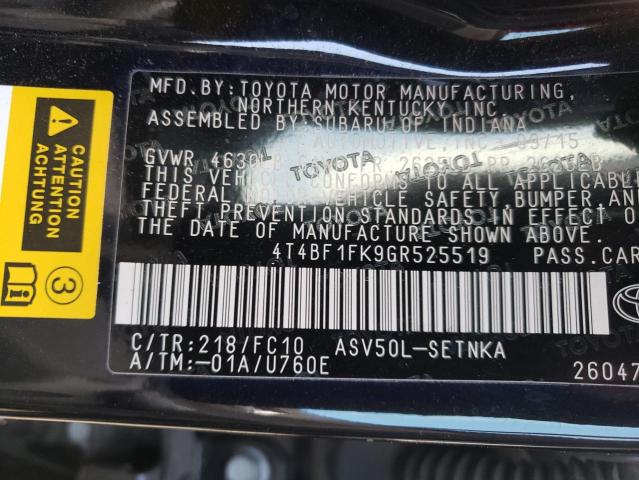 Photo 9 VIN: 4T4BF1FK9GR525519 - TOYOTA CAMRY LE 