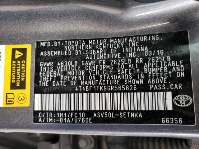 Photo 9 VIN: 4T4BF1FK9GR565826 - TOYOTA CAMRY LE 