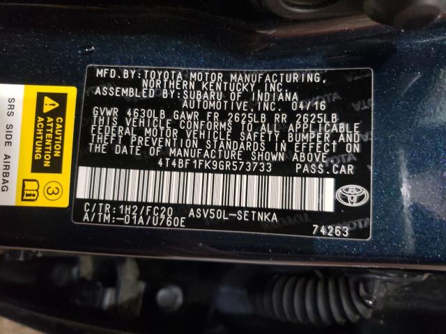 Photo 9 VIN: 4T4BF1FK9GR573733 - TOYOTA CAMRY LE 