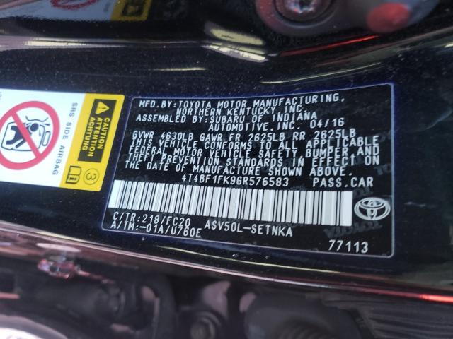 Photo 9 VIN: 4T4BF1FK9GR576583 - TOYOTA CAMRY LE 