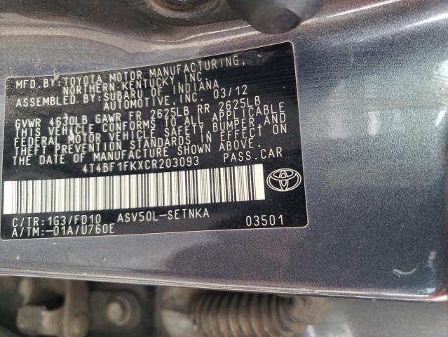 Photo 9 VIN: 4T4BF1FKXCR203093 - TOYOTA CAMRY BASE 