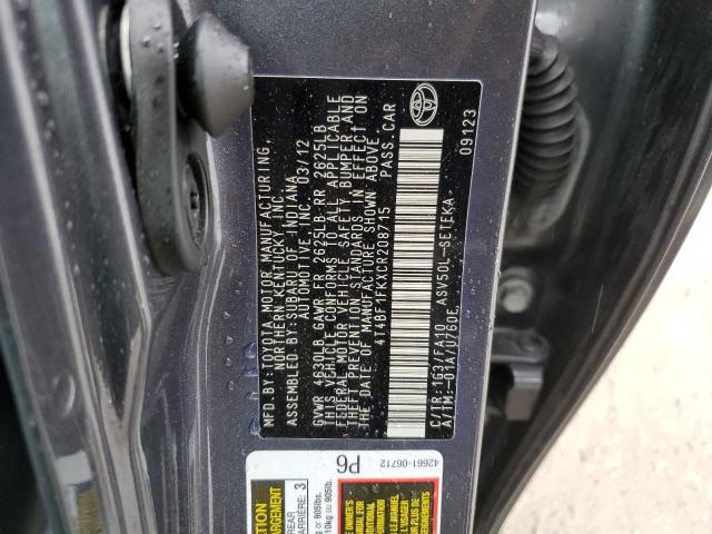 Photo 11 VIN: 4T4BF1FKXCR208715 - TOYOTA CAMRY 