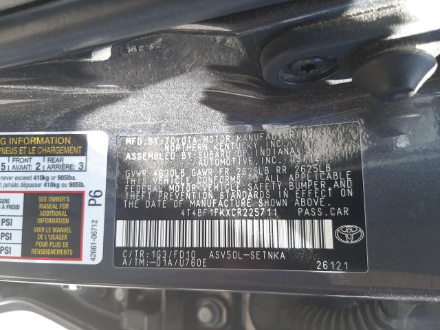 Photo 9 VIN: 4T4BF1FKXCR225711 - TOYOTA CAMRY BASE 