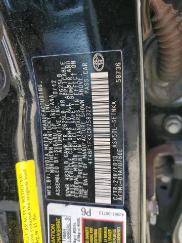 Photo 11 VIN: 4T4BF1FKXCR258322 - TOYOTA CAMRY BASE 