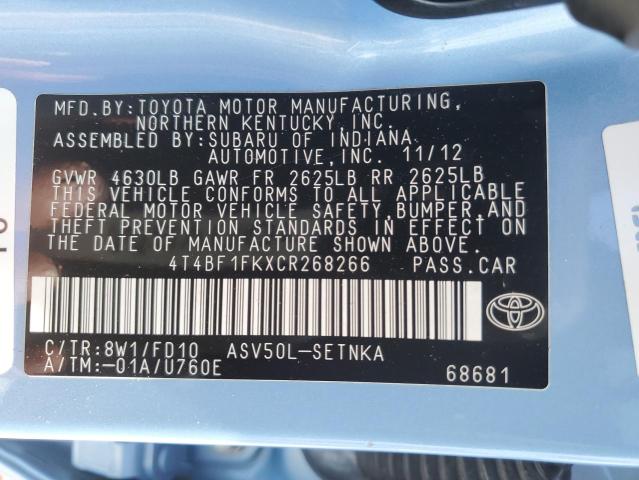 Photo 11 VIN: 4T4BF1FKXCR268266 - TOYOTA CAMRY BASE 