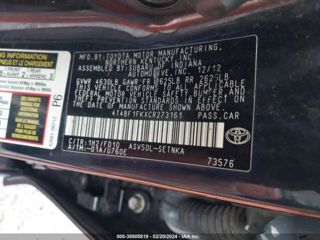 Photo 8 VIN: 4T4BF1FKXCR273161 - TOYOTA CAMRY 