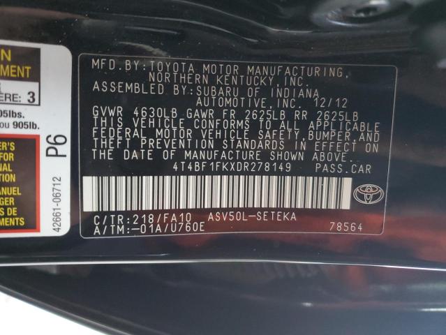 Photo 12 VIN: 4T4BF1FKXDR278149 - TOYOTA CAMRY 