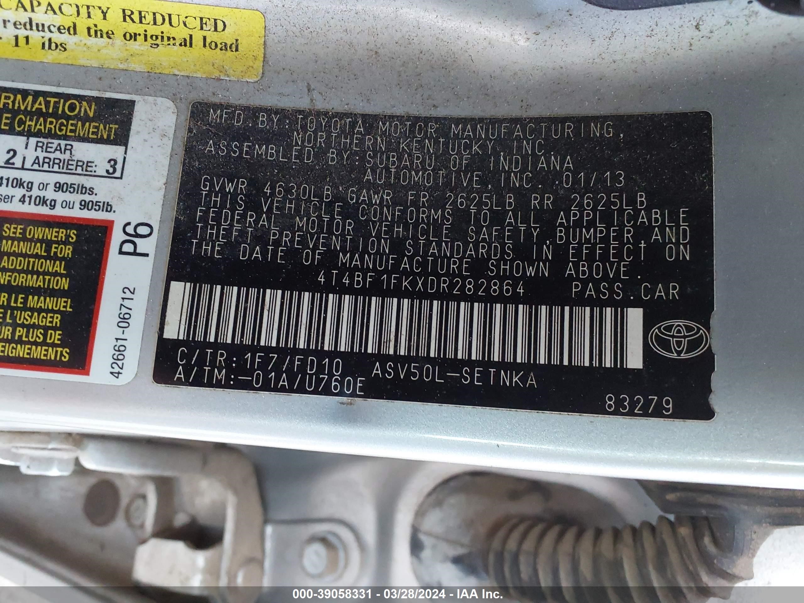 Photo 8 VIN: 4T4BF1FKXDR282864 - TOYOTA CAMRY 